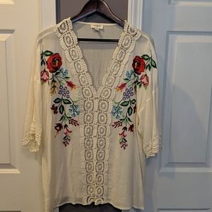 Embroidered flowy blouse